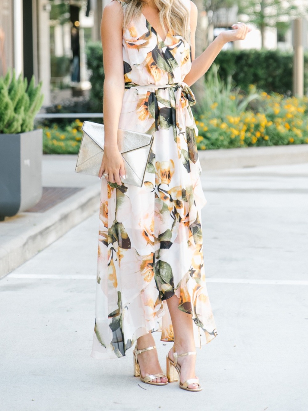 Sangria Brand Sleeveless Floral High-low Maxi Dress, Size 12